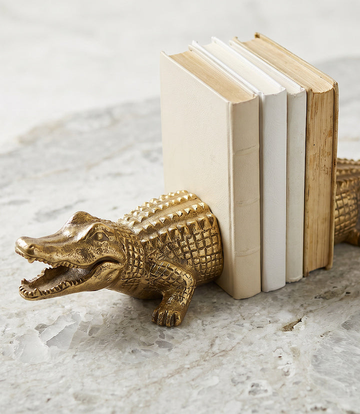 Brass Crocodile Book Stands