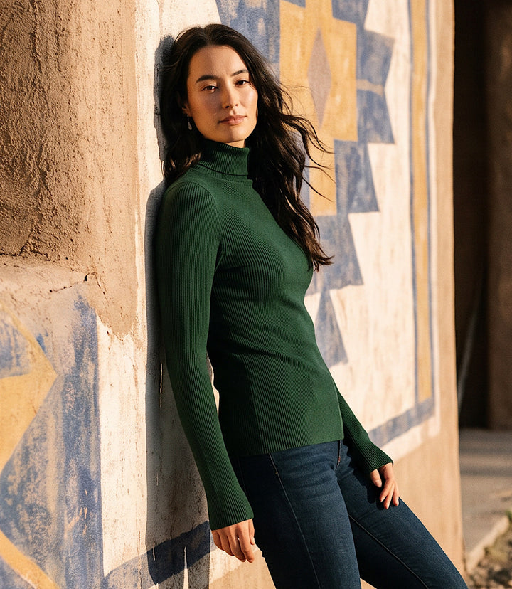 Ribbed Long Sleeve Turtleneck Top
