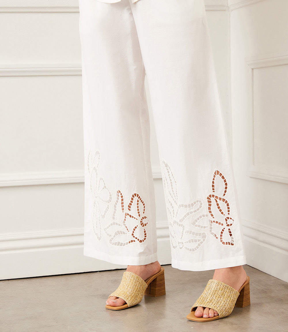 Cutout Embroidery Pants