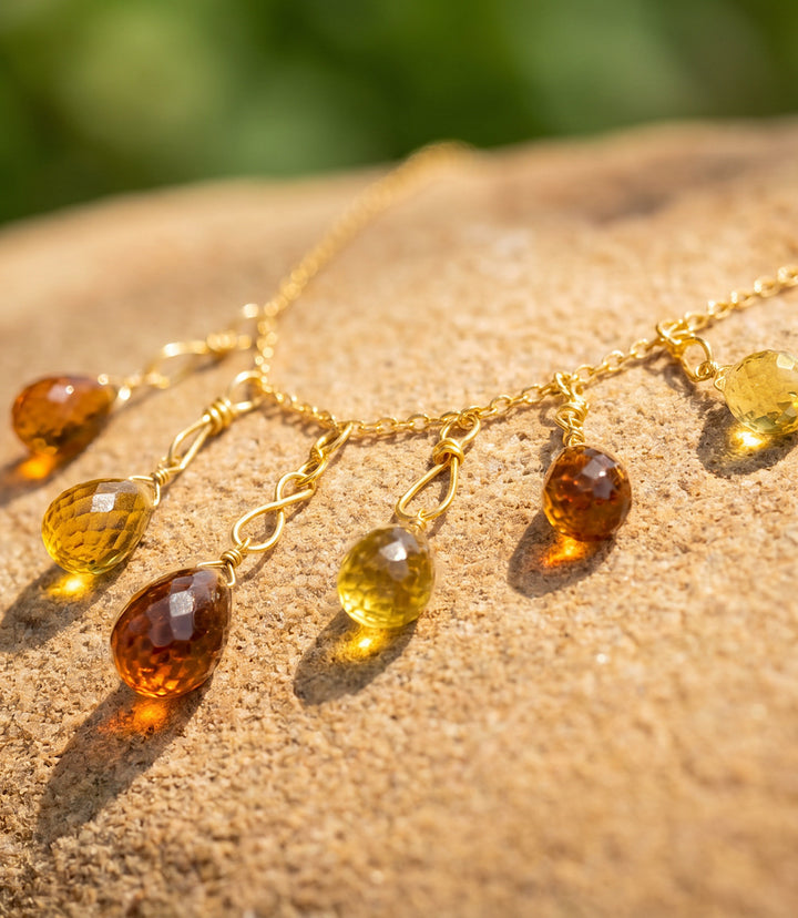 Mixed Citrine Dangle Necklace