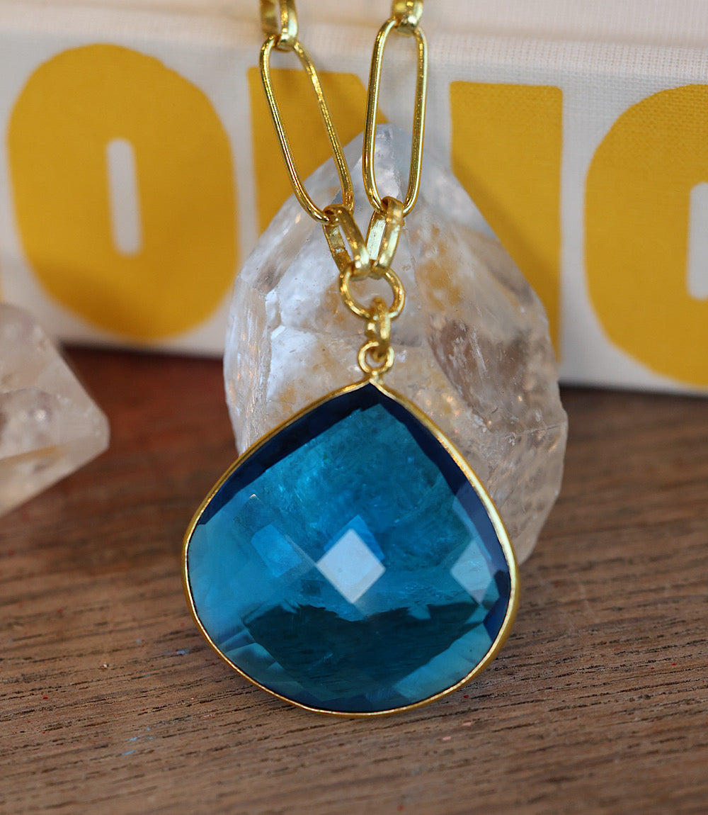 Teal Quartz Pendant Necklace