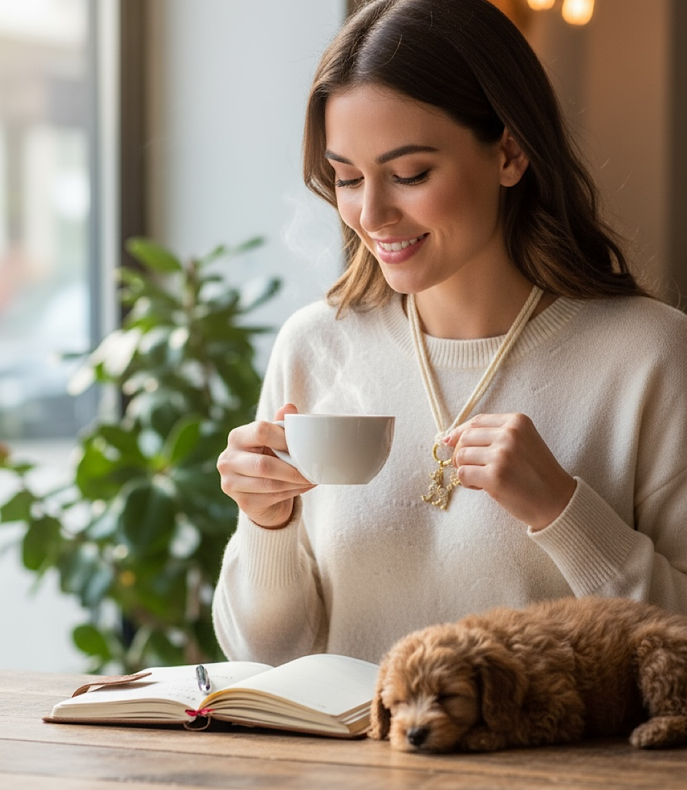 Pavé Dog And Paw Cord Necklace