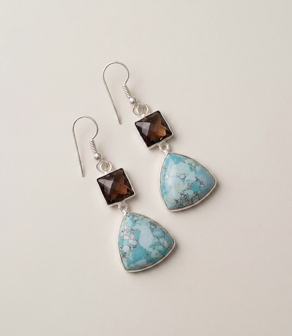 Turquoise Triangle Pendant Earrings
