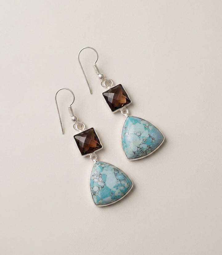 Turquoise Triangle Pendant Earrings