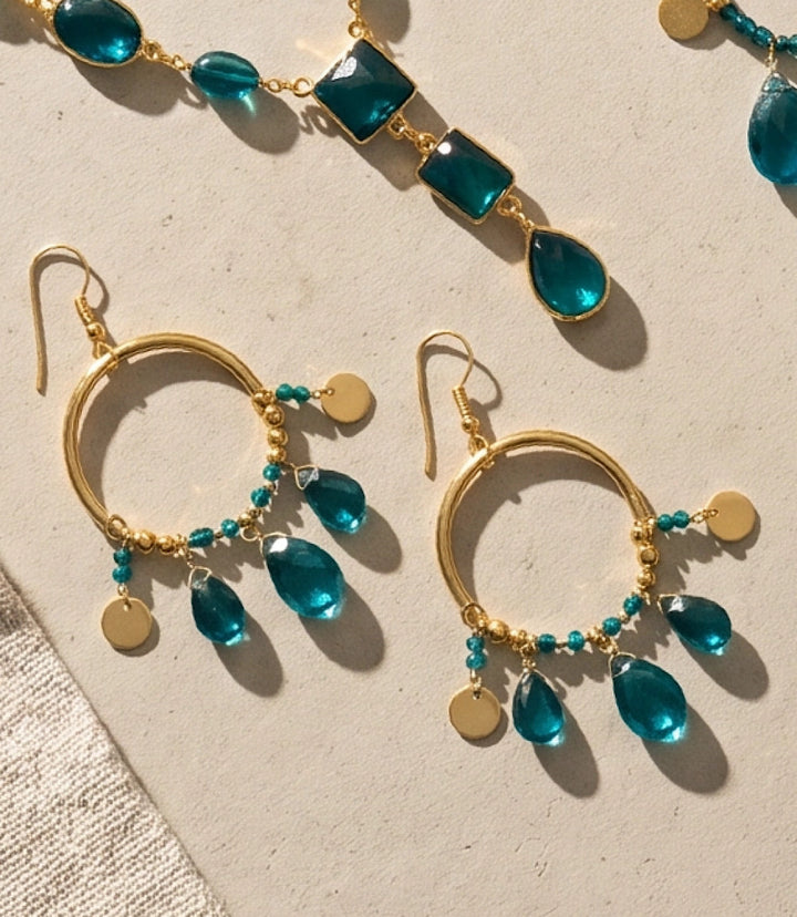 Teal Topaz Dangle Earrings