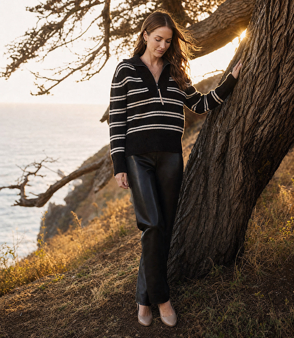 Stripe Half Zip Sweater