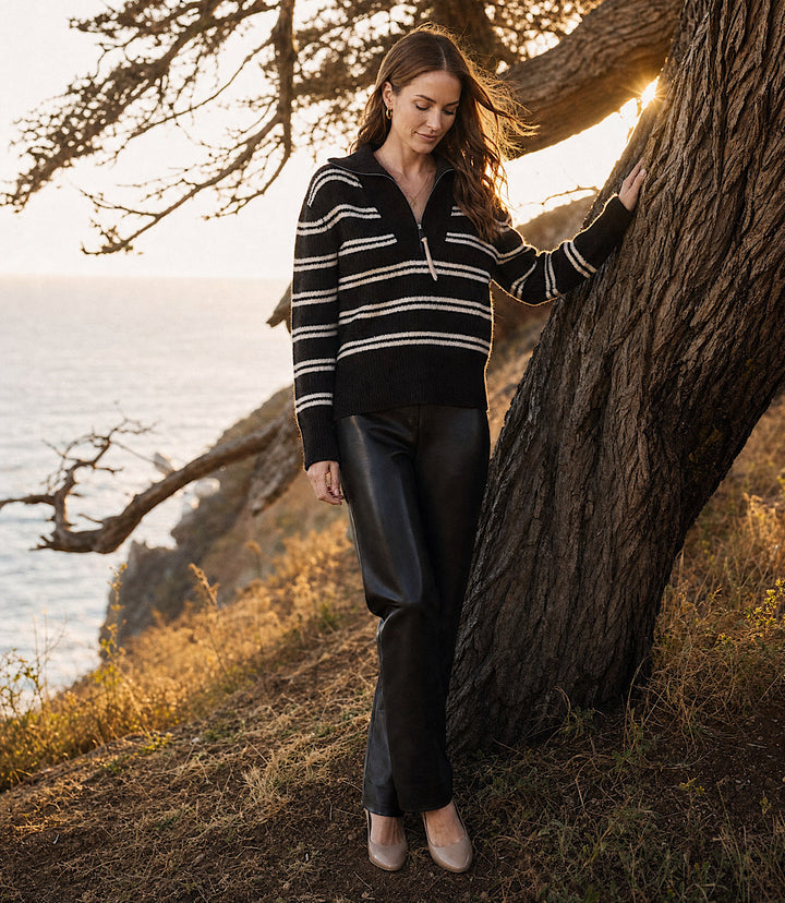 Stripe Half Zip Sweater