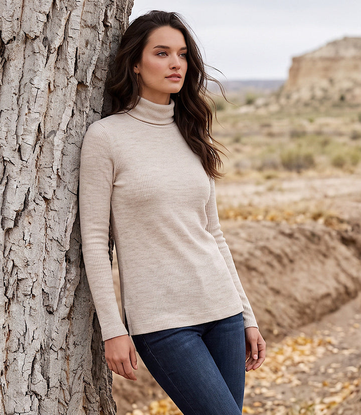 Ribbed Long Sleeve Turtleneck Top