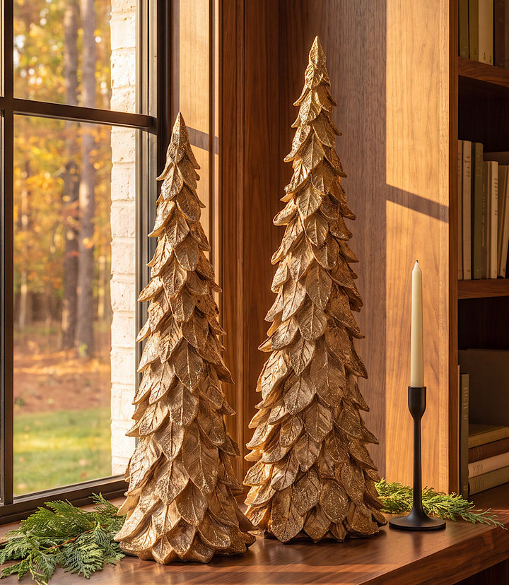 Gold Glitter Trees, Set Of 2