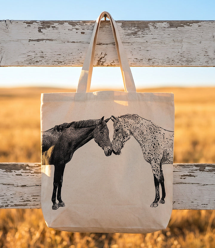 Kissing Horses Canvas Tote Bag