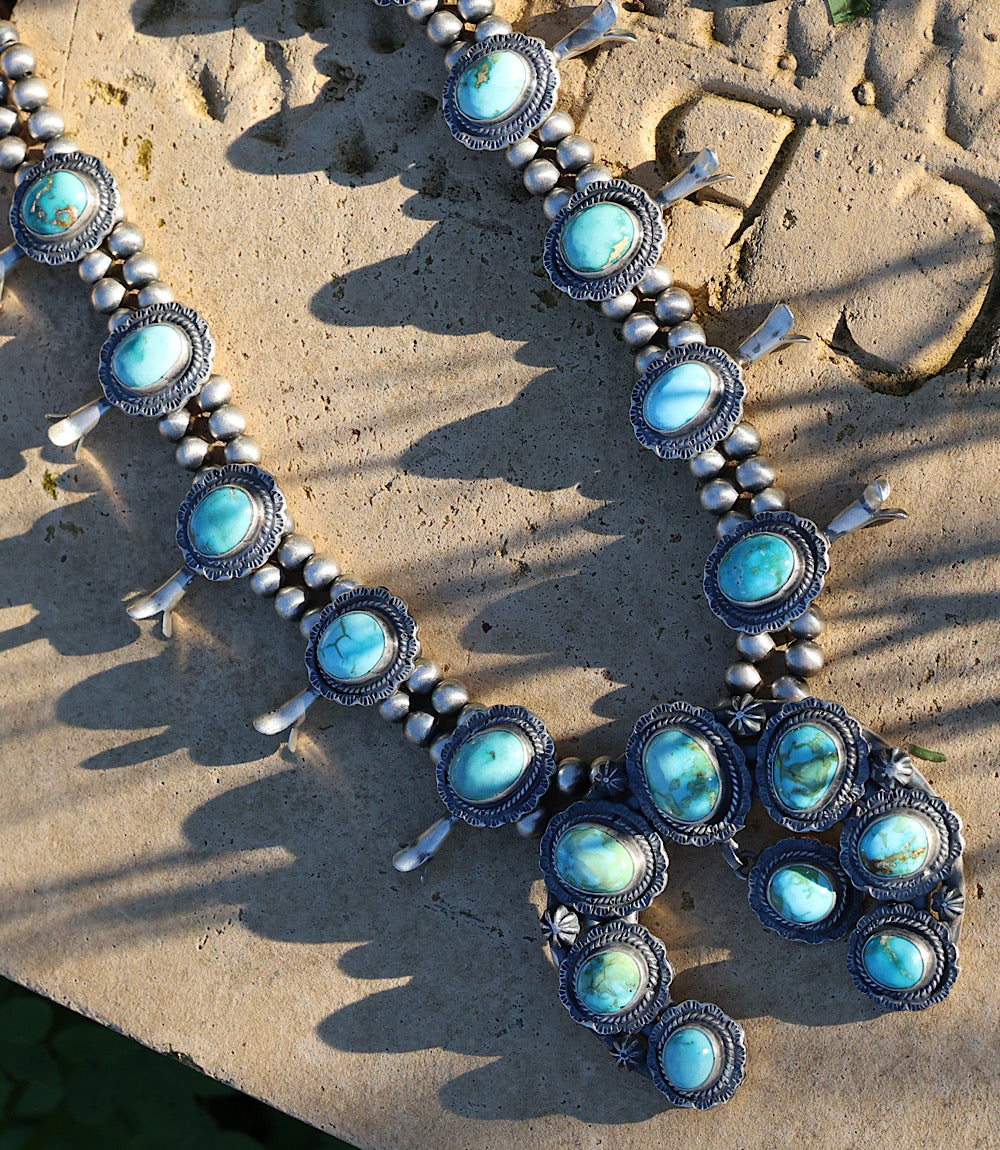 Sonoran Gold Turquoise Squash Blossom Necklace