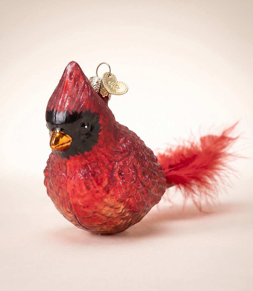 Vintage Cardinal Glass Ornament