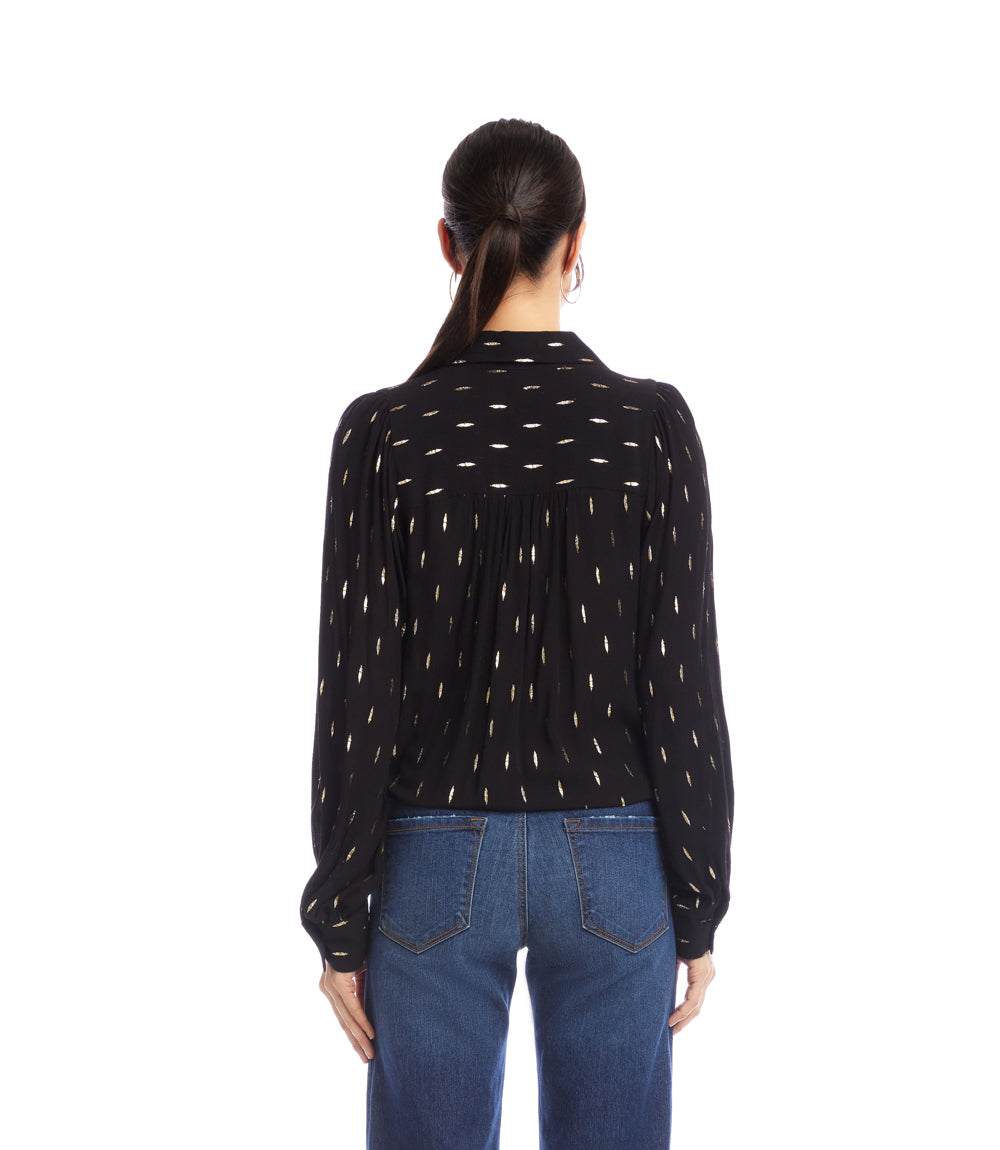 Long Sleeve Tie-Front Top