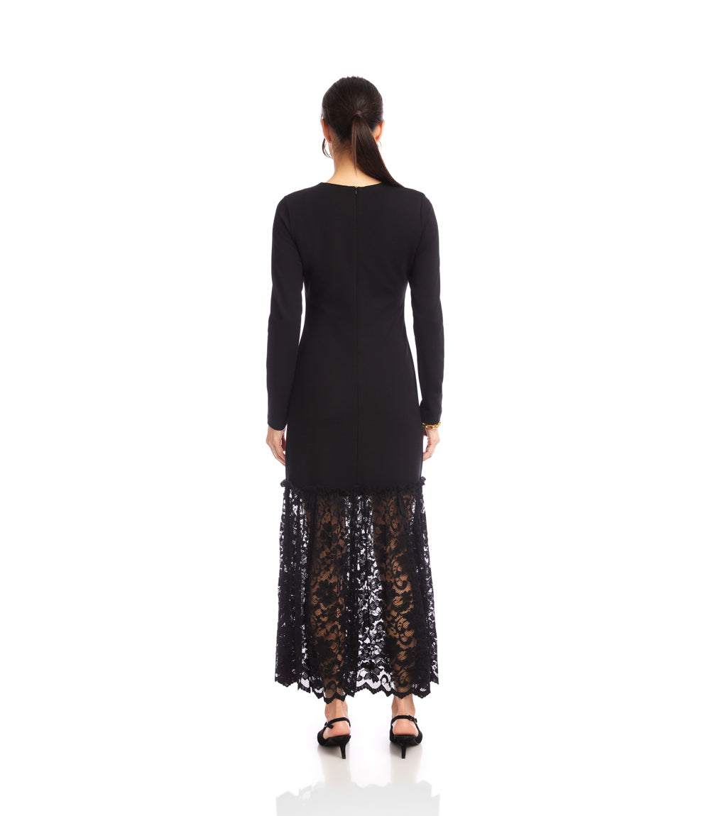 black long sleeve v neck lace dress Chic Black Lace V-neck Long Sleevess Mermaid Prom Dresses Sheer Floor Length Evening Gowns
