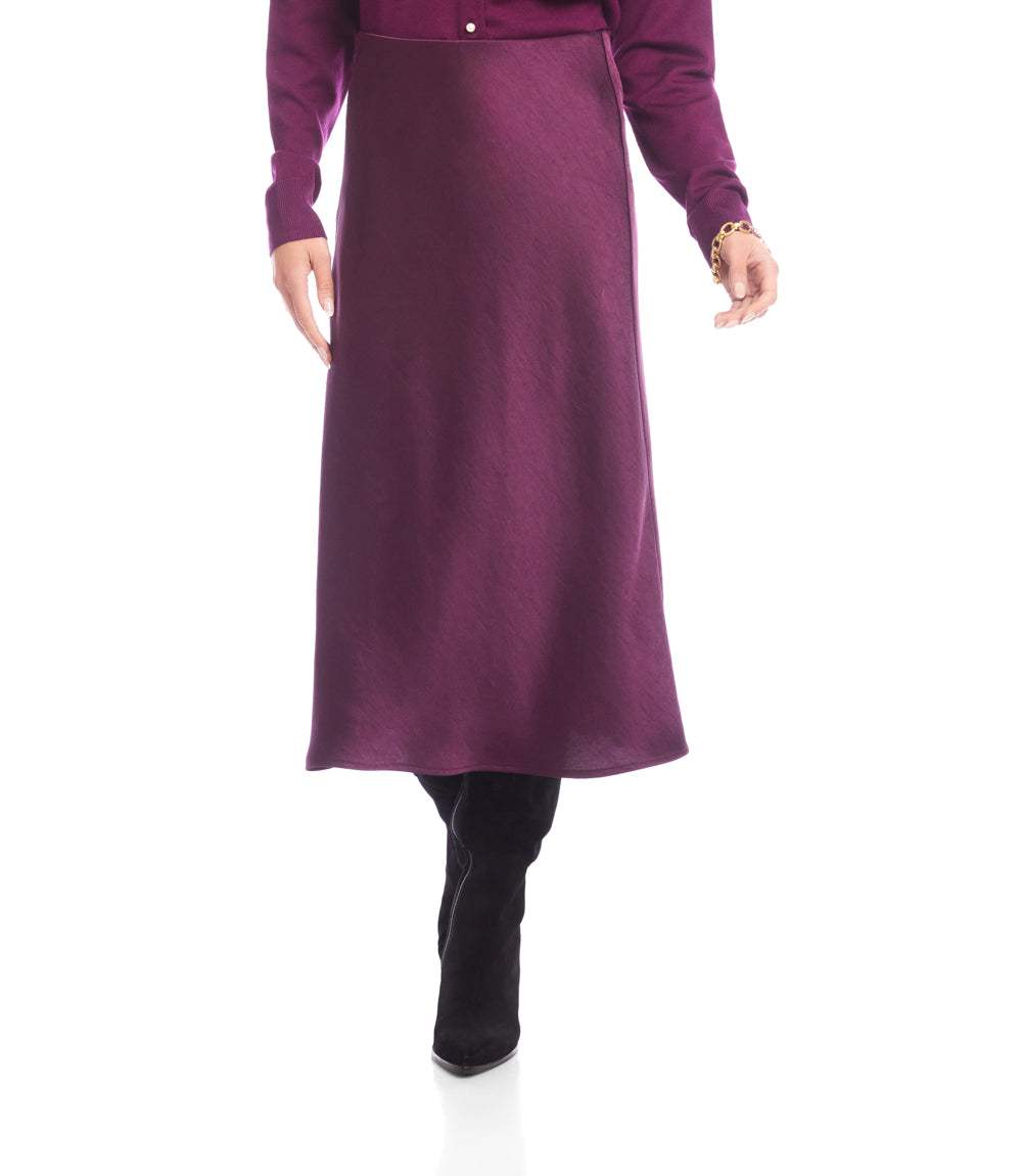 Satin Bias Cut Midi Skirt