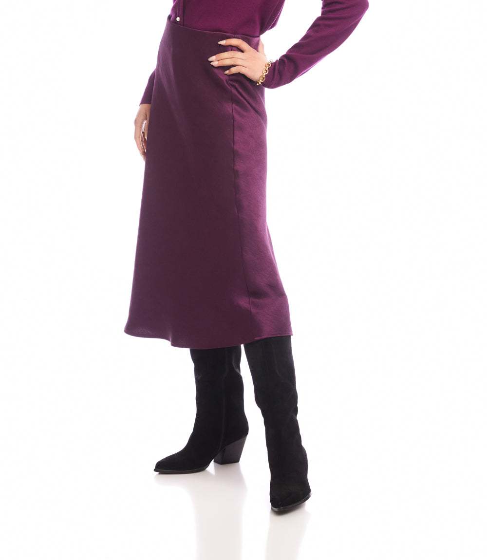 Satin Bias Cut Midi Skirt