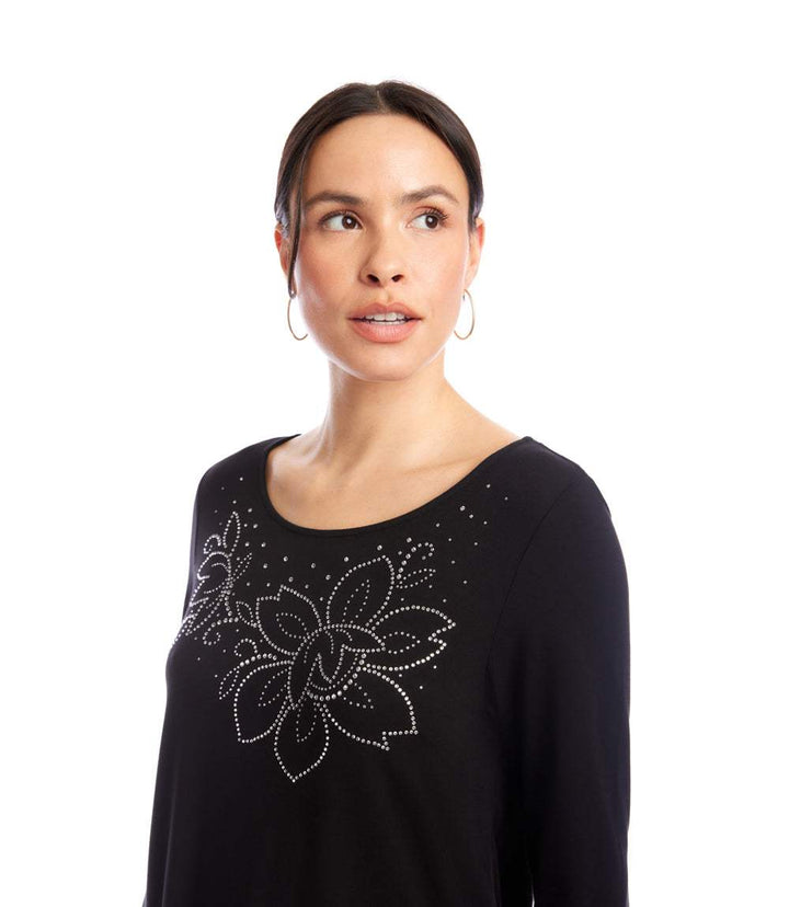 Long Sleeve Embellished Shirttail Top