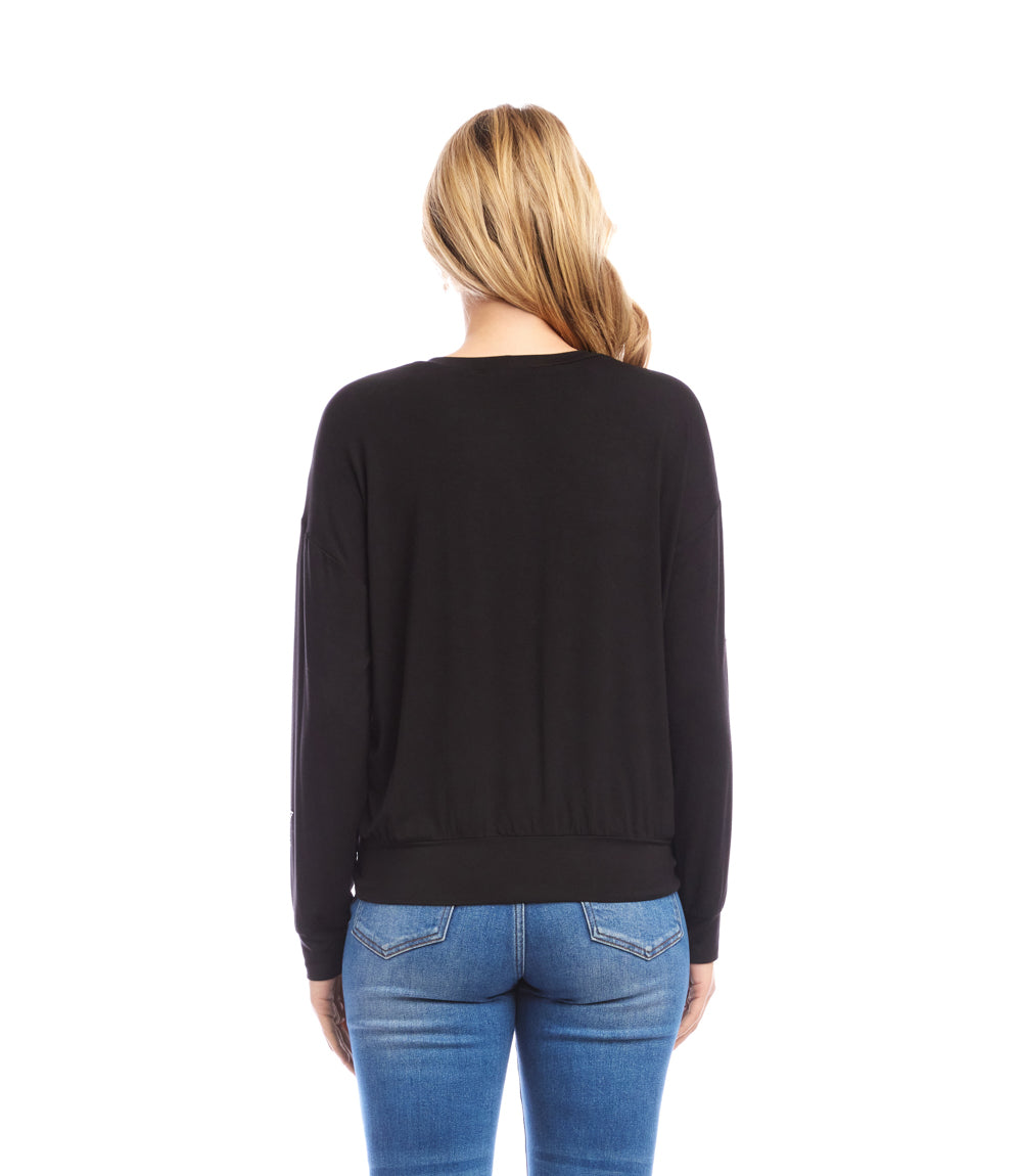 Long Sleeve Embellished Star Tie-Top
