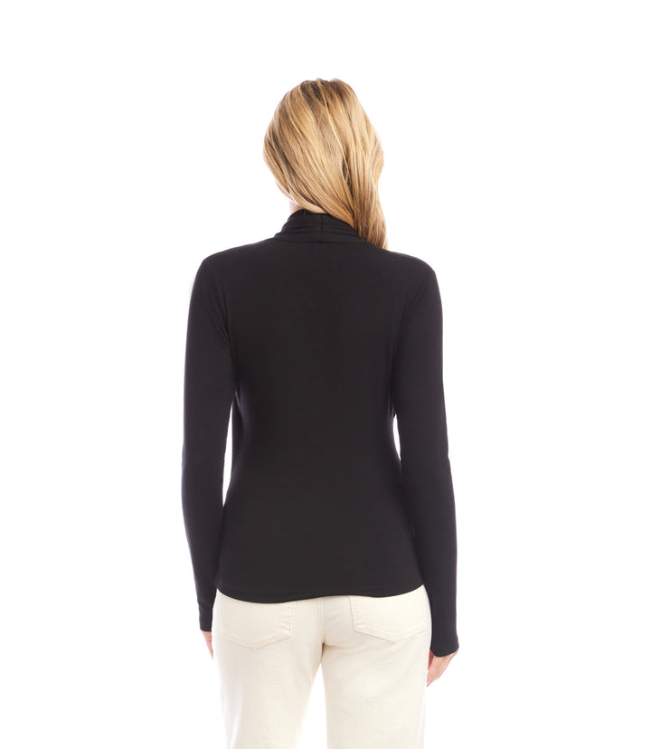 Petite Size Long Sleeve Crossover Side-Shirred Top