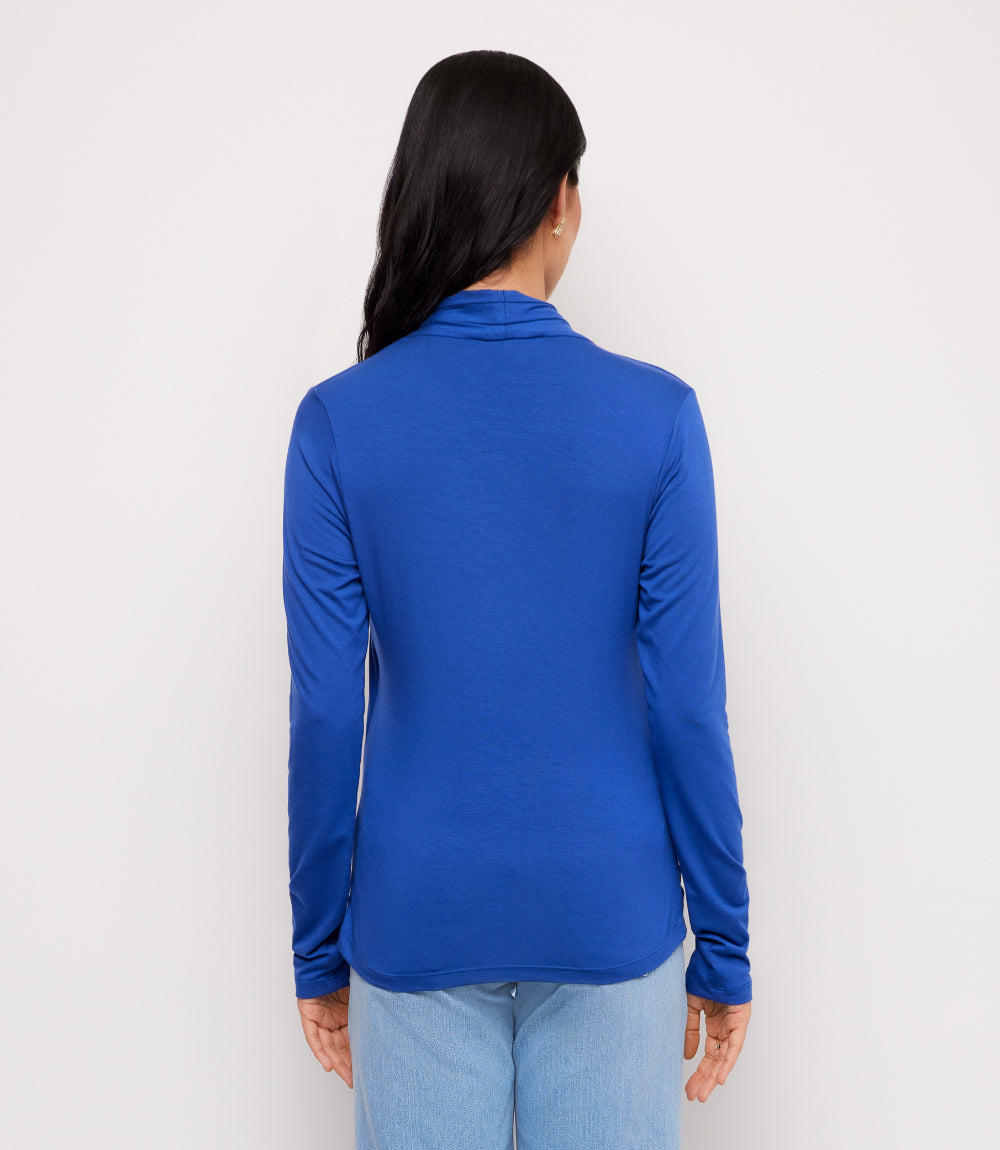 Long Sleeve Crossover Side-Shirred Top