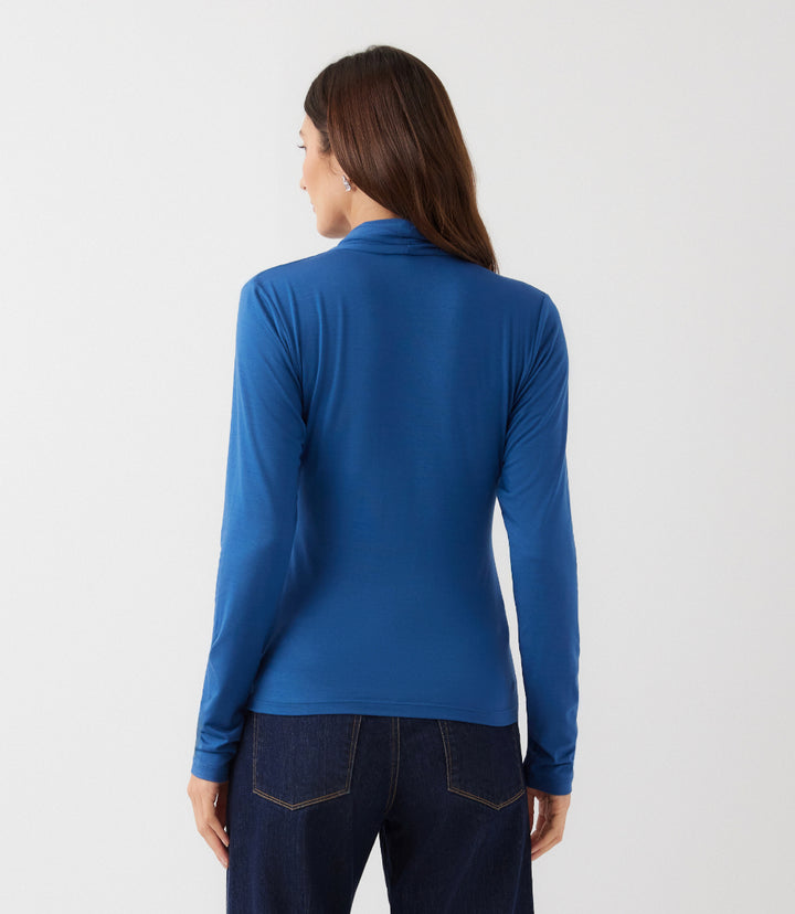 Long Sleeve Crossover Side-Shirred Top