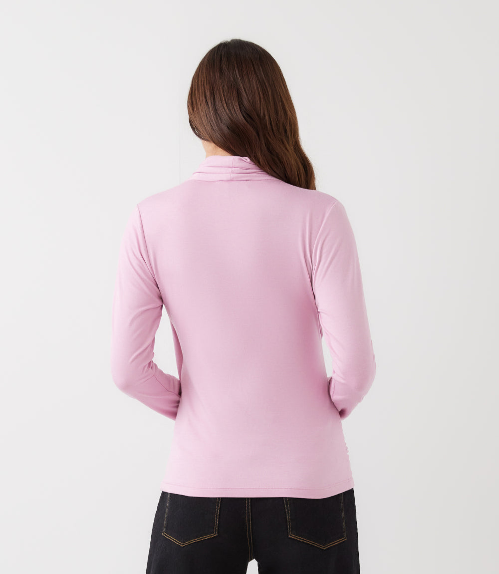Long Sleeve Crossover Side-Shirred Top