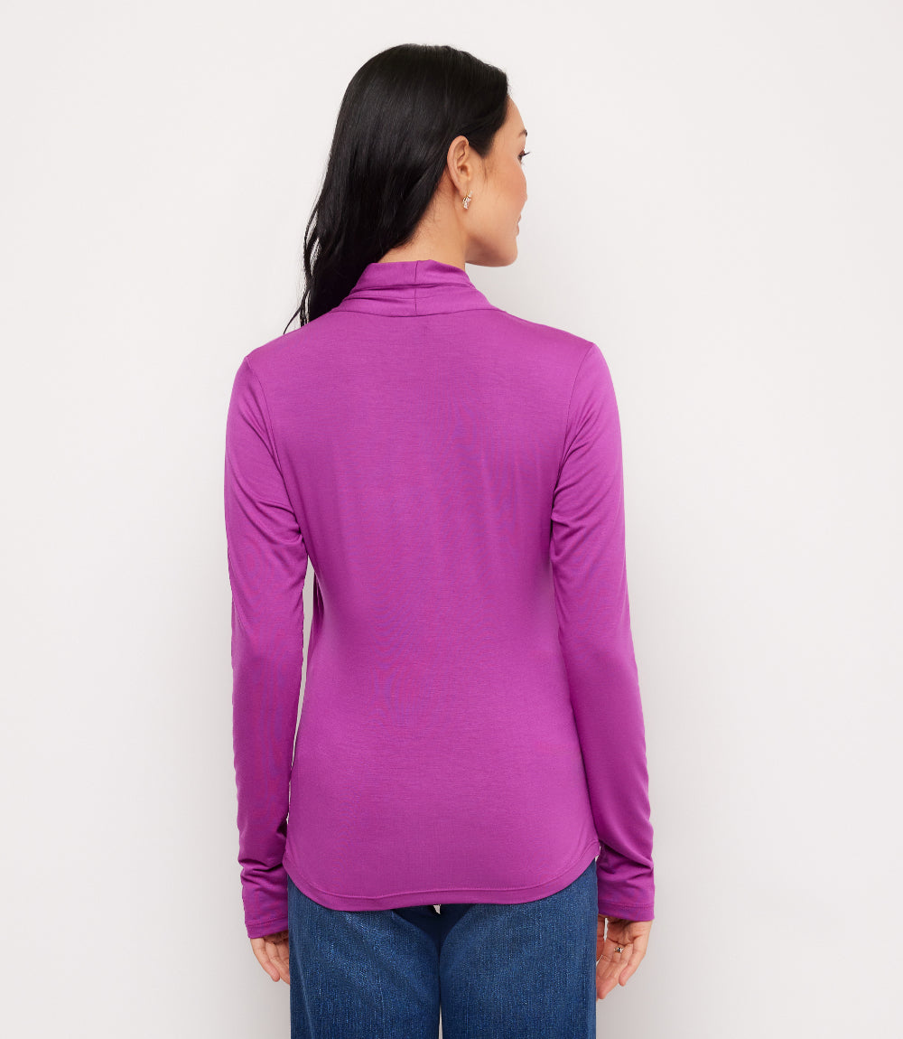 Long Sleeve Crossover Side-Shirred Top
