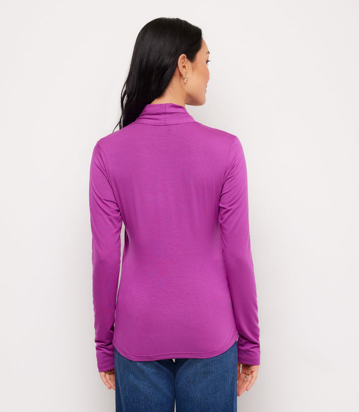 Long Sleeve Crossover Side-Shirred Top