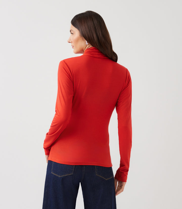Long Sleeve Crossover Side-Shirred Top