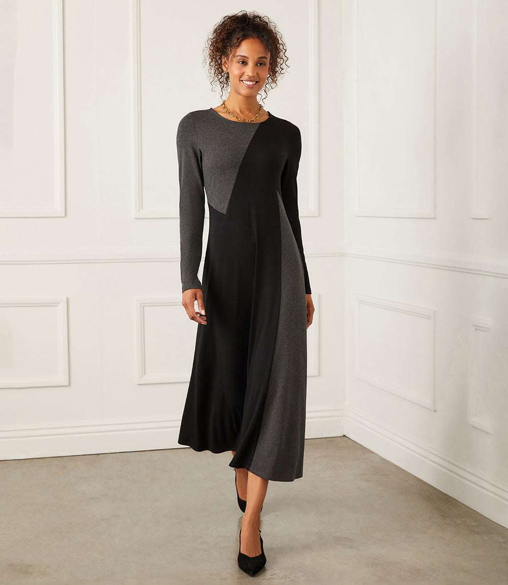 Colorblock Dress - Modern Jersey-Knit Midi Dress with Flattering Panels Karen Kane Colorblock Dress - Modern Jersey-Knit Midi Dress with Flattering Panels Karen Kane