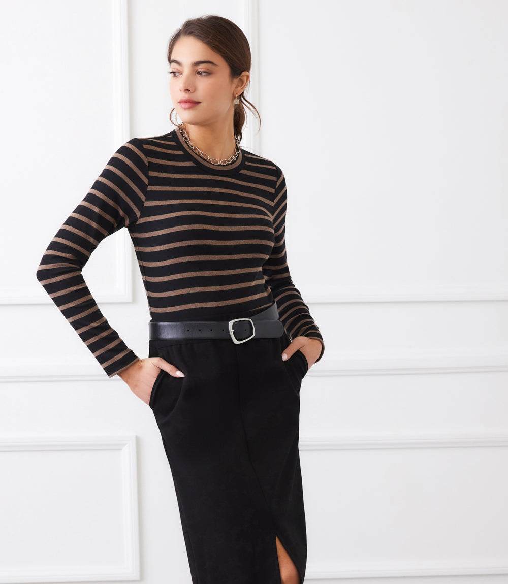 Stripe Long Sleeve Crewneck Top