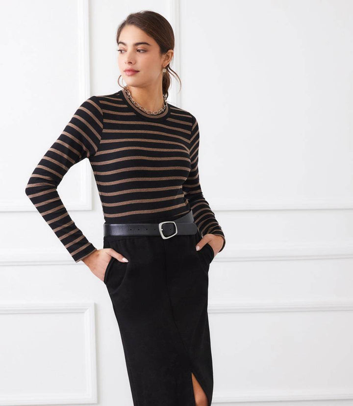 Stripe Long Sleeve Crewneck Top