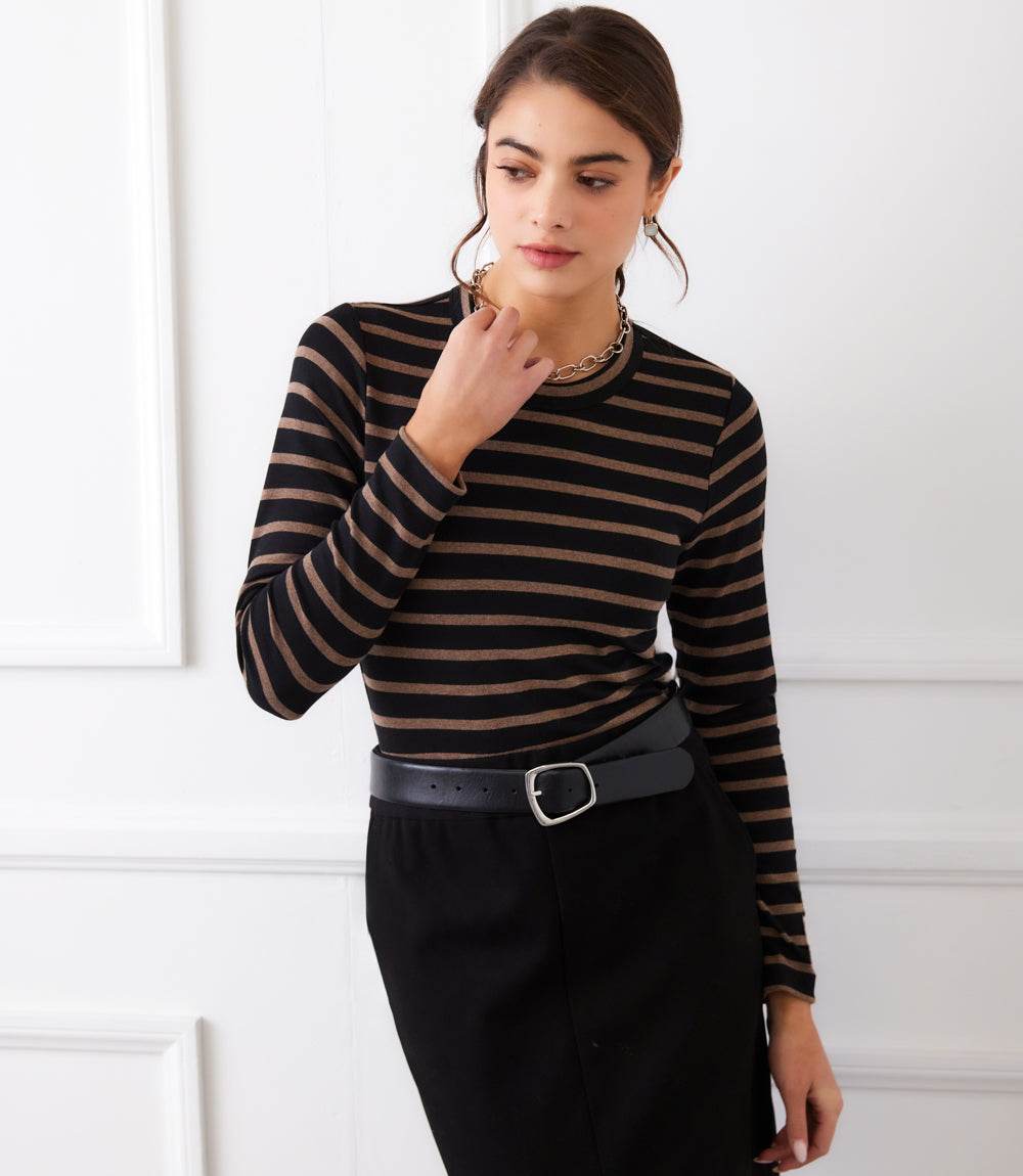 Stripe Long Sleeve Crewneck Top