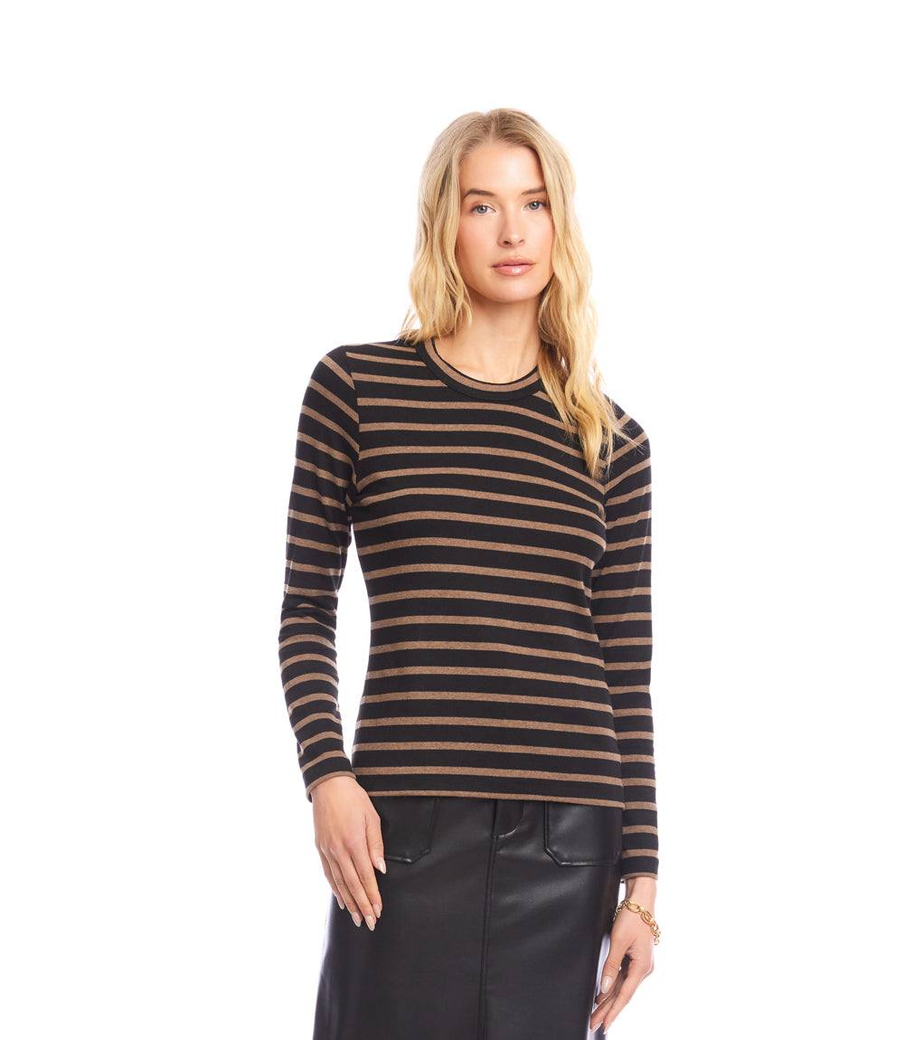 Stripe Long Sleeve Crewneck Top