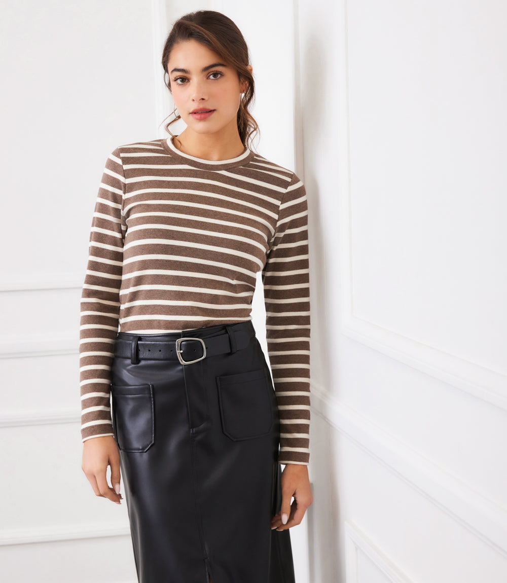 Stripe Long Sleeve Crewneck Top