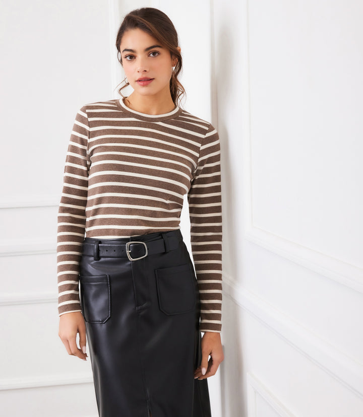 Stripe Long Sleeve Crewneck Top