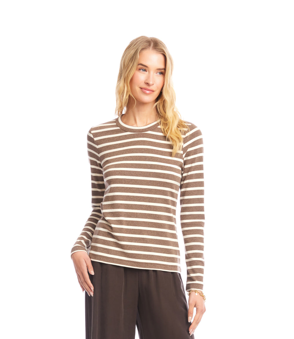 Stripe Long Sleeve Crewneck Top