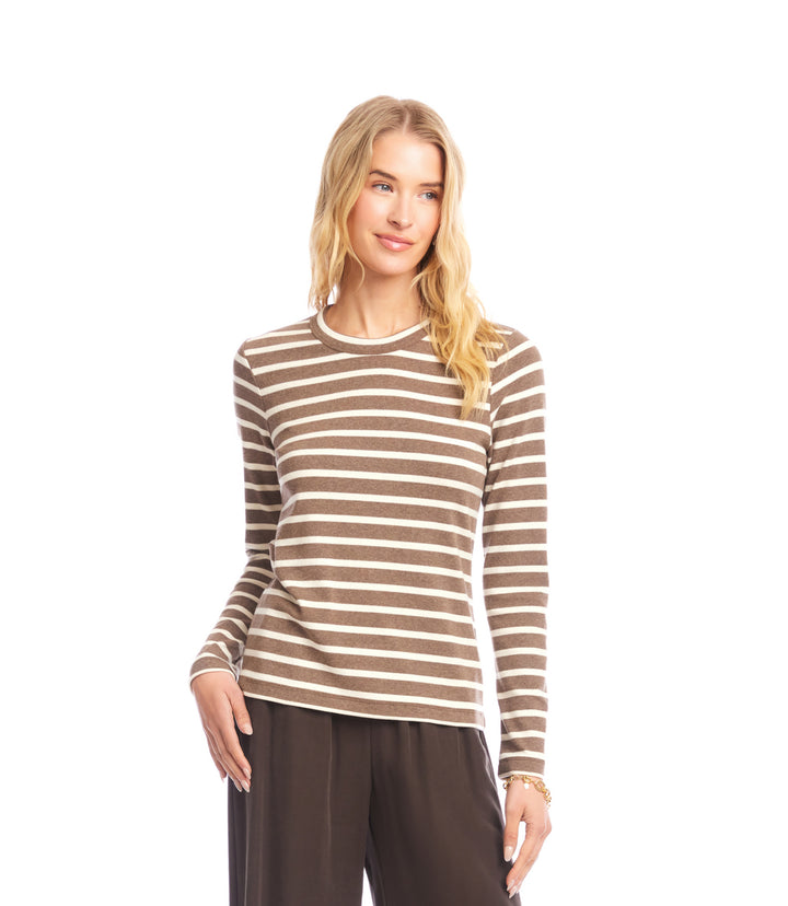 Stripe Long Sleeve Crewneck Top