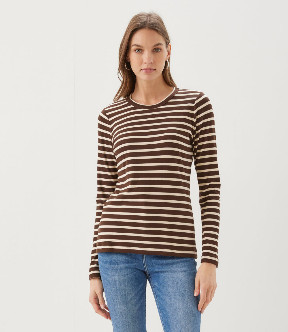 Stripe Long Sleeve Crewneck Top