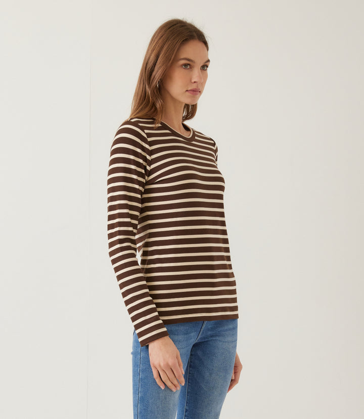 Stripe Long Sleeve Crewneck Top