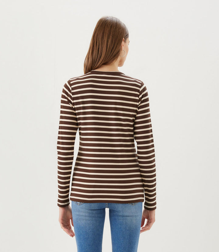 Stripe Long Sleeve Crewneck Top