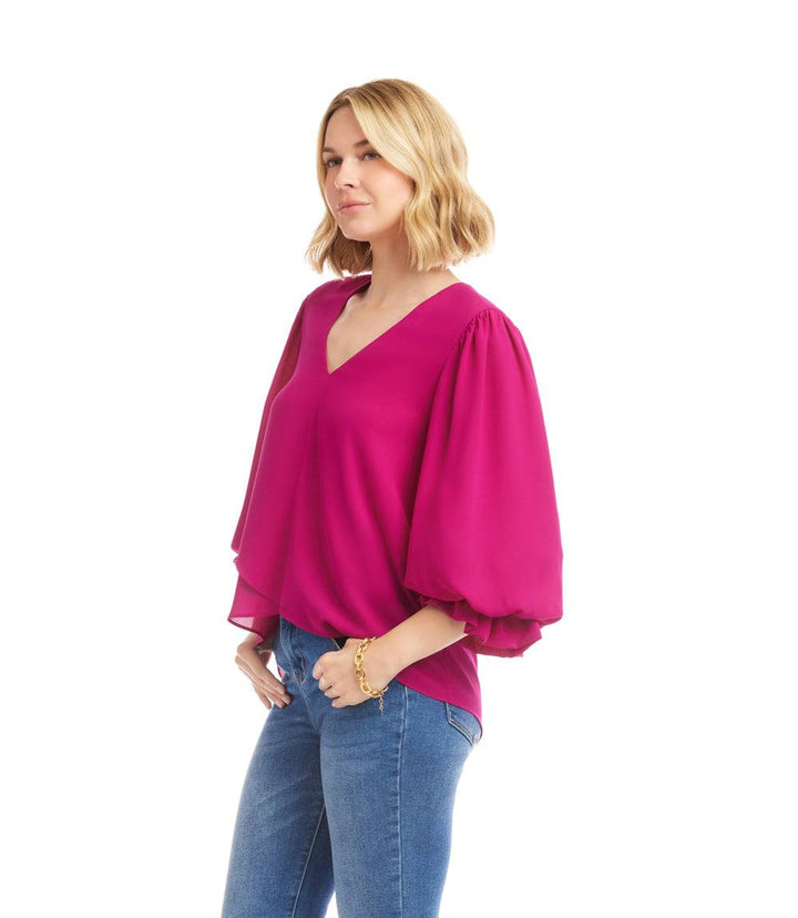 Petite Size Layered Sleeve Asymmetric Top