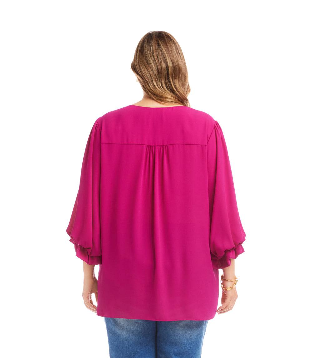 Plus Size Layered Sleeve Asymmetric Top