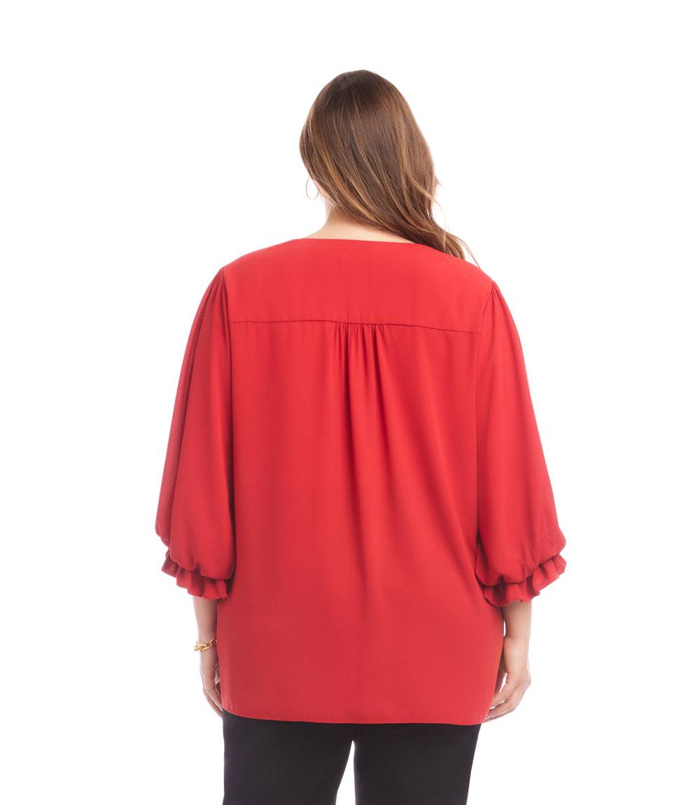 Plus Size Layered Sleeve Asymmetric Top