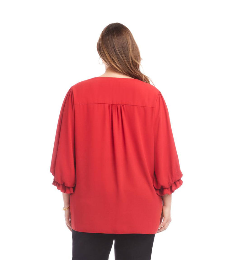 Plus Size Layered Sleeve Asymmetric Top