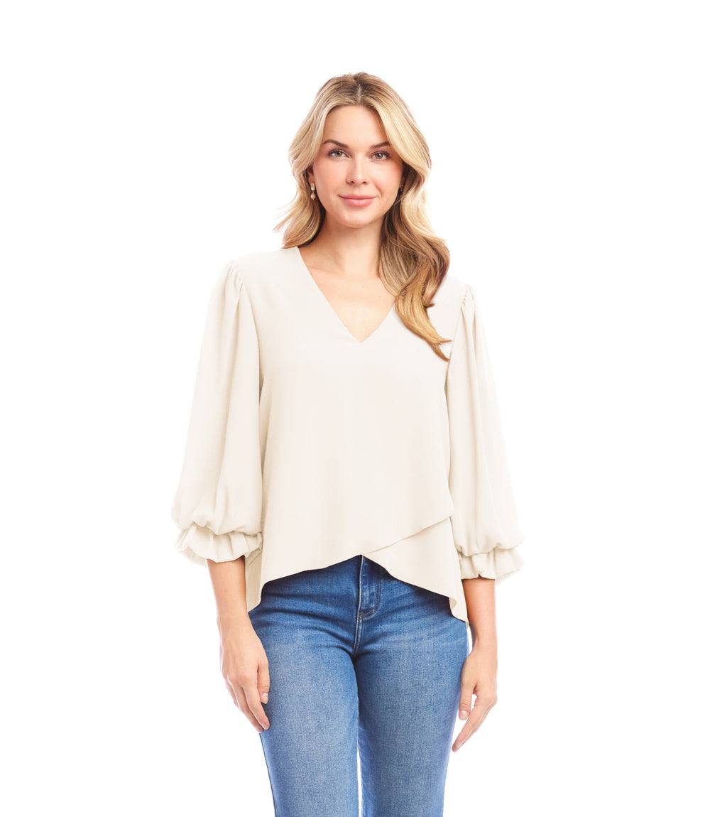 Layered Sleeve Asymmetric Top