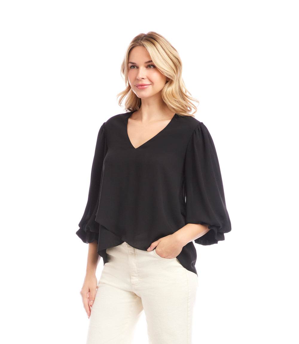 Layered Sleeve Asymmetric Top