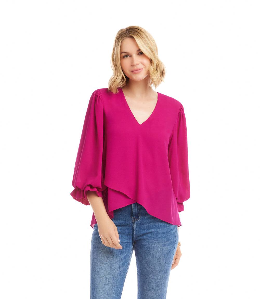 Layered Sleeve Asymmetric Top