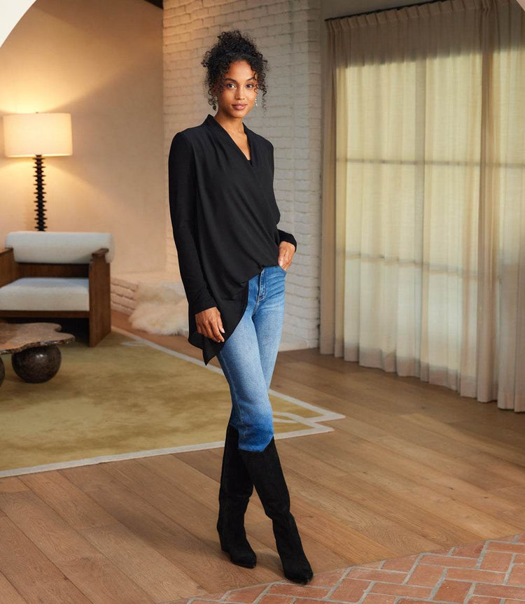 Contrast Double Layer Wrap Top