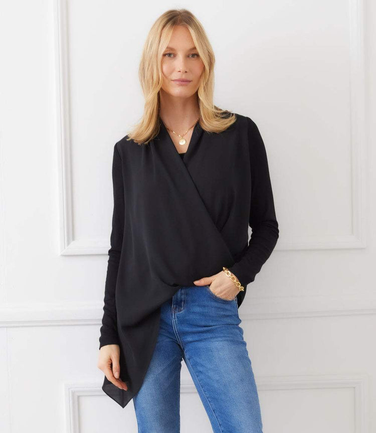 Contrast Double Layer Wrap Top